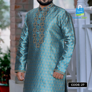 sky blue katan panjabi